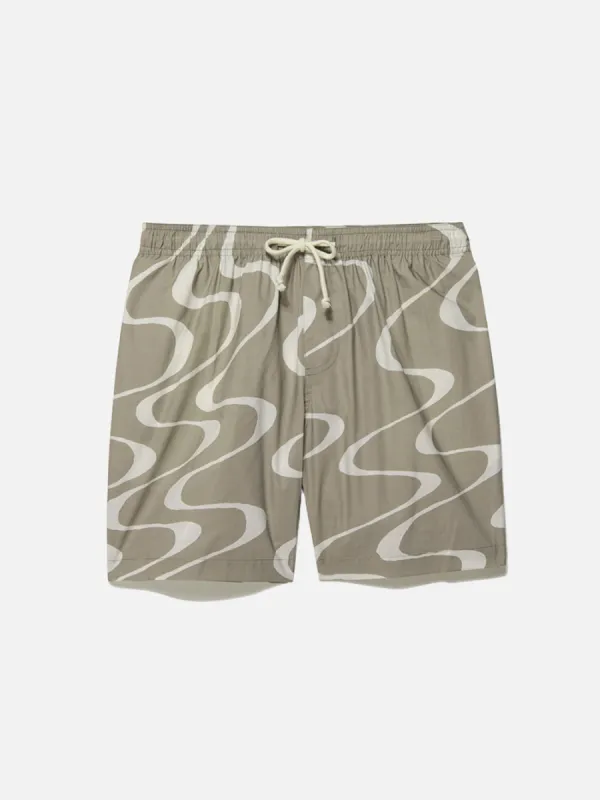 Abstract Wave Graphic Short -- Sand Beige Print made by Frame Denim