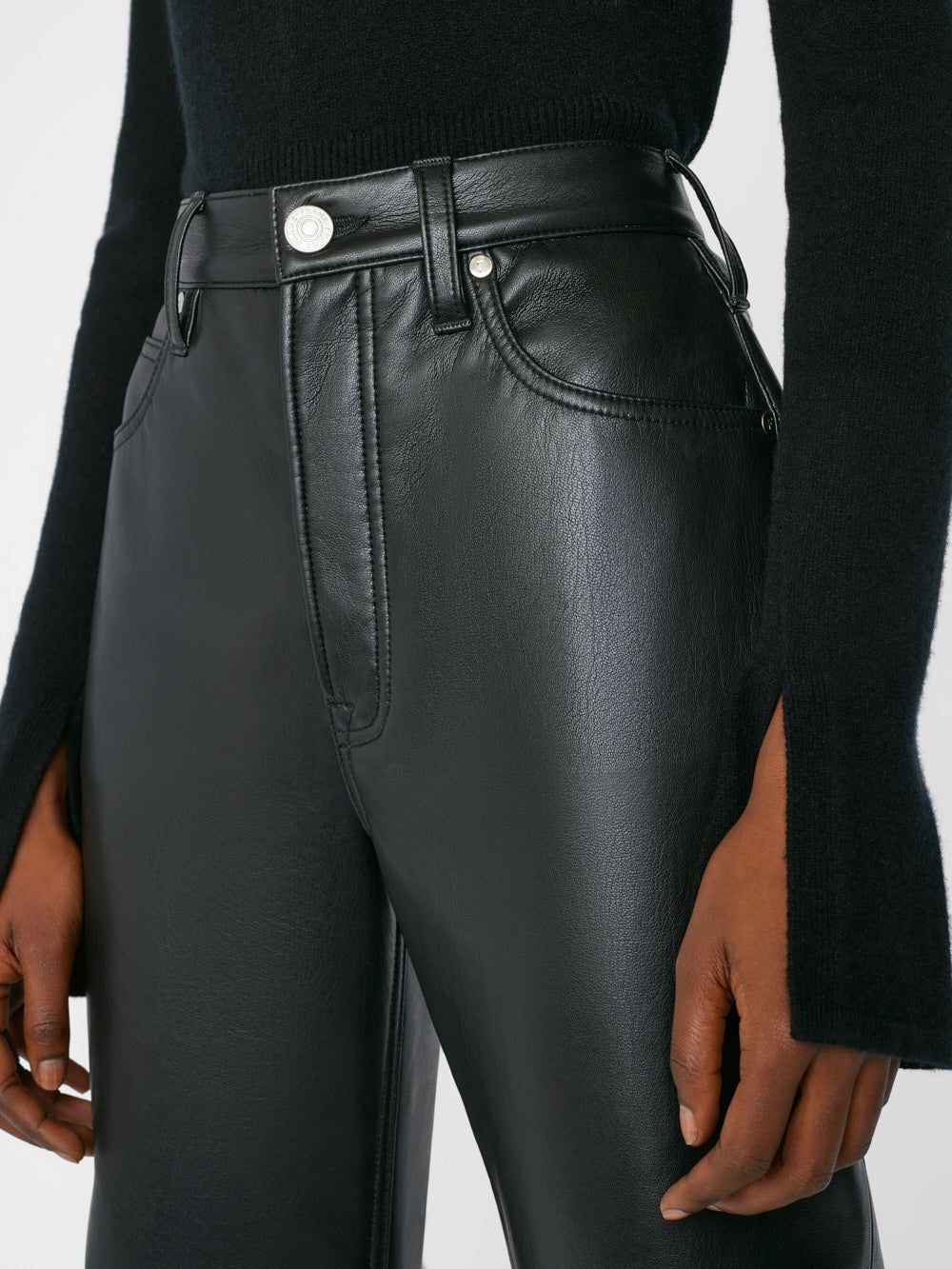 Recycled Leather Le High 'N' Tight Straight -- Noir sold by Frame Denim product image thumbnail 3