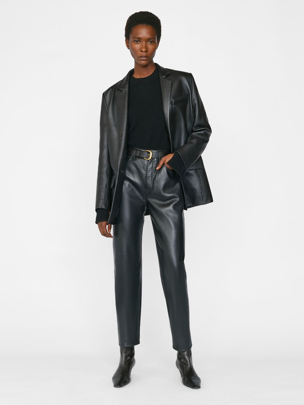 Recycled Leather Le High 'N' Tight Straight -- Noir sold by Frame Denim product image thumbnail 2