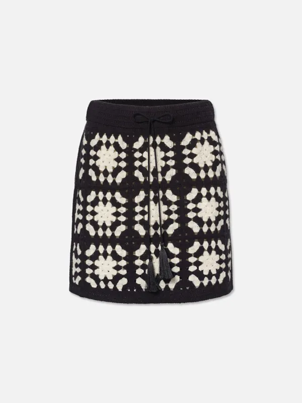 Crochet Tassel Skirt -- Navy Multi made by Frame Denim