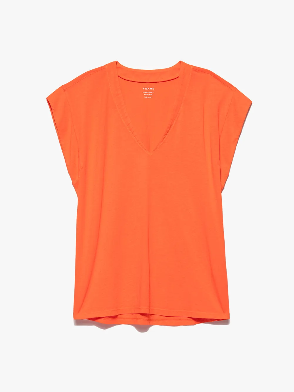 Le Mid Rise V Tee -- Bright Tangerine sold by Frame Denim
