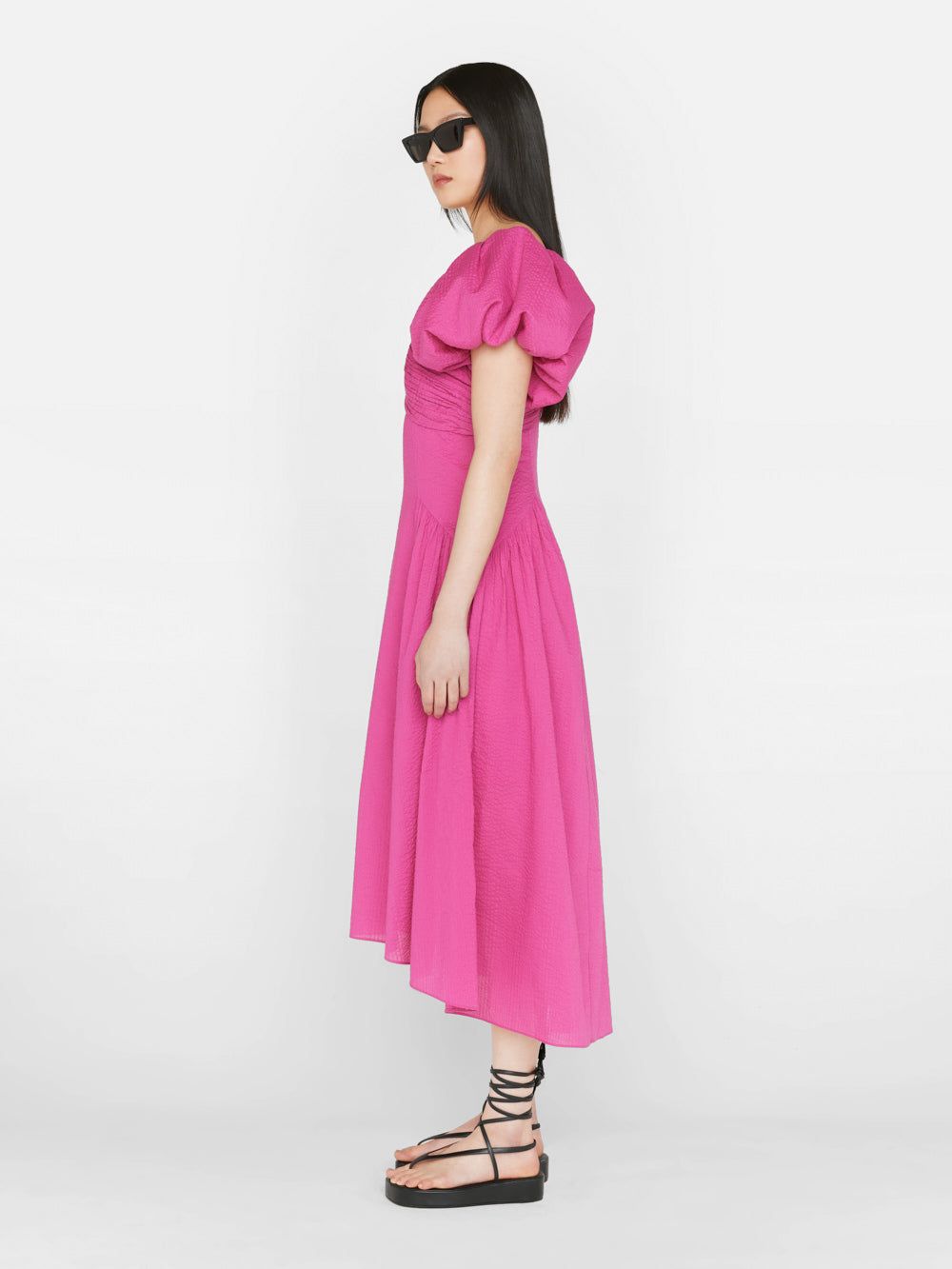 Puff Sleeve Dress -- Fuchsia sold by Frame Denim product image thumbnail 6