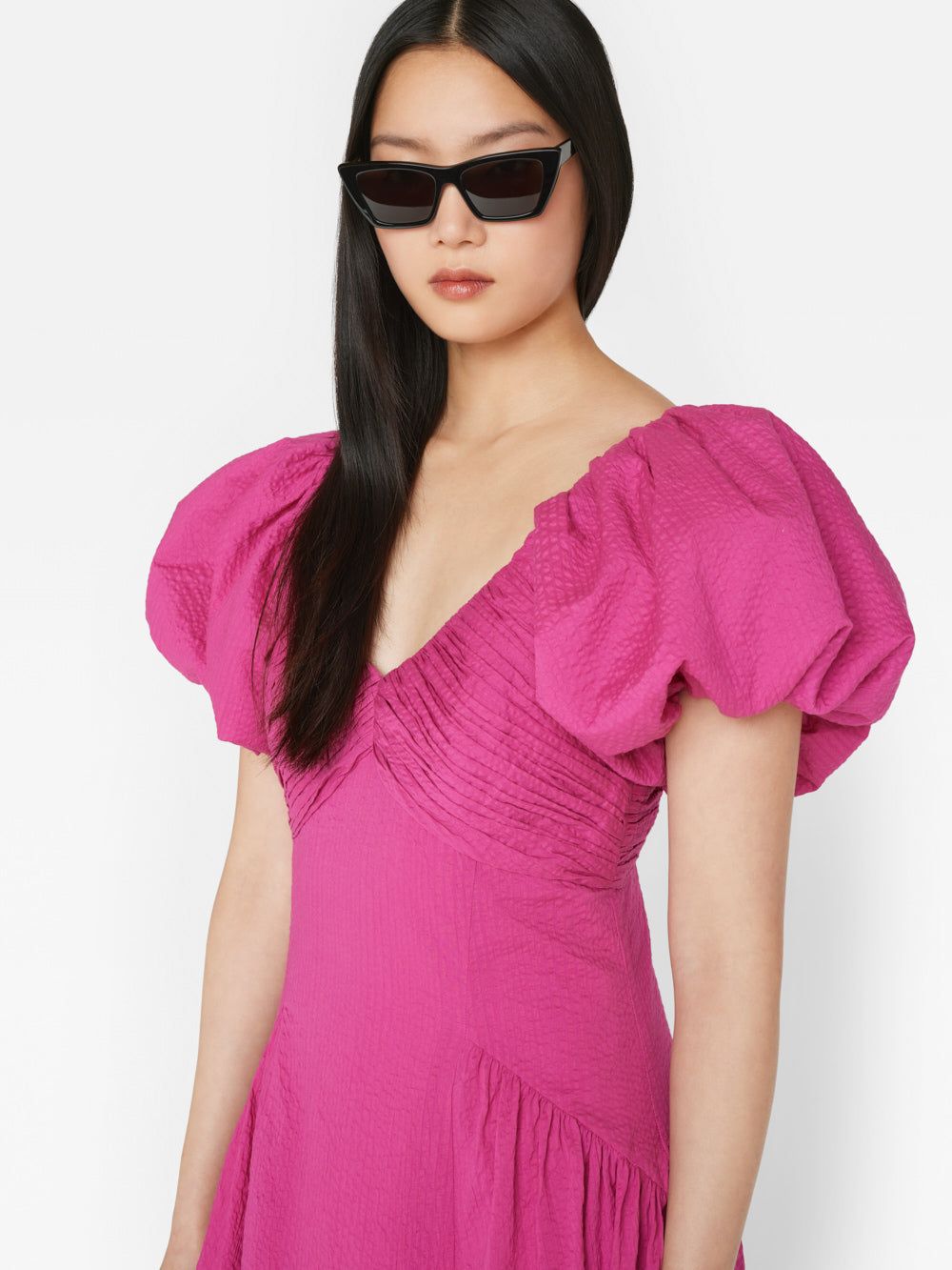 Puff Sleeve Dress -- Fuchsia sold by Frame Denim product image thumbnail 2