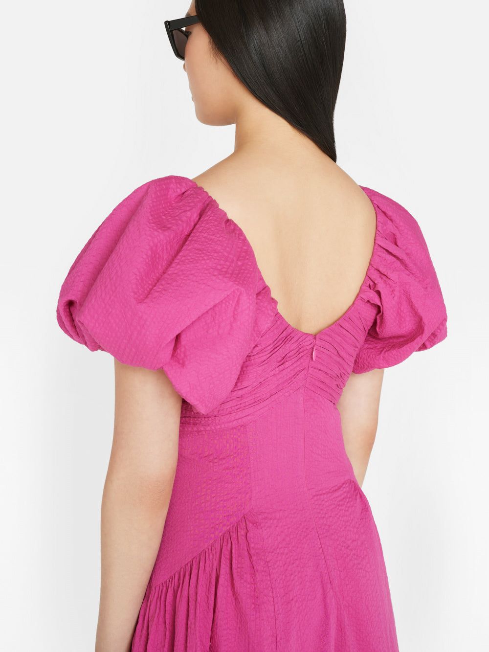 Puff Sleeve Dress -- Fuchsia sold by Frame Denim product image thumbnail 3