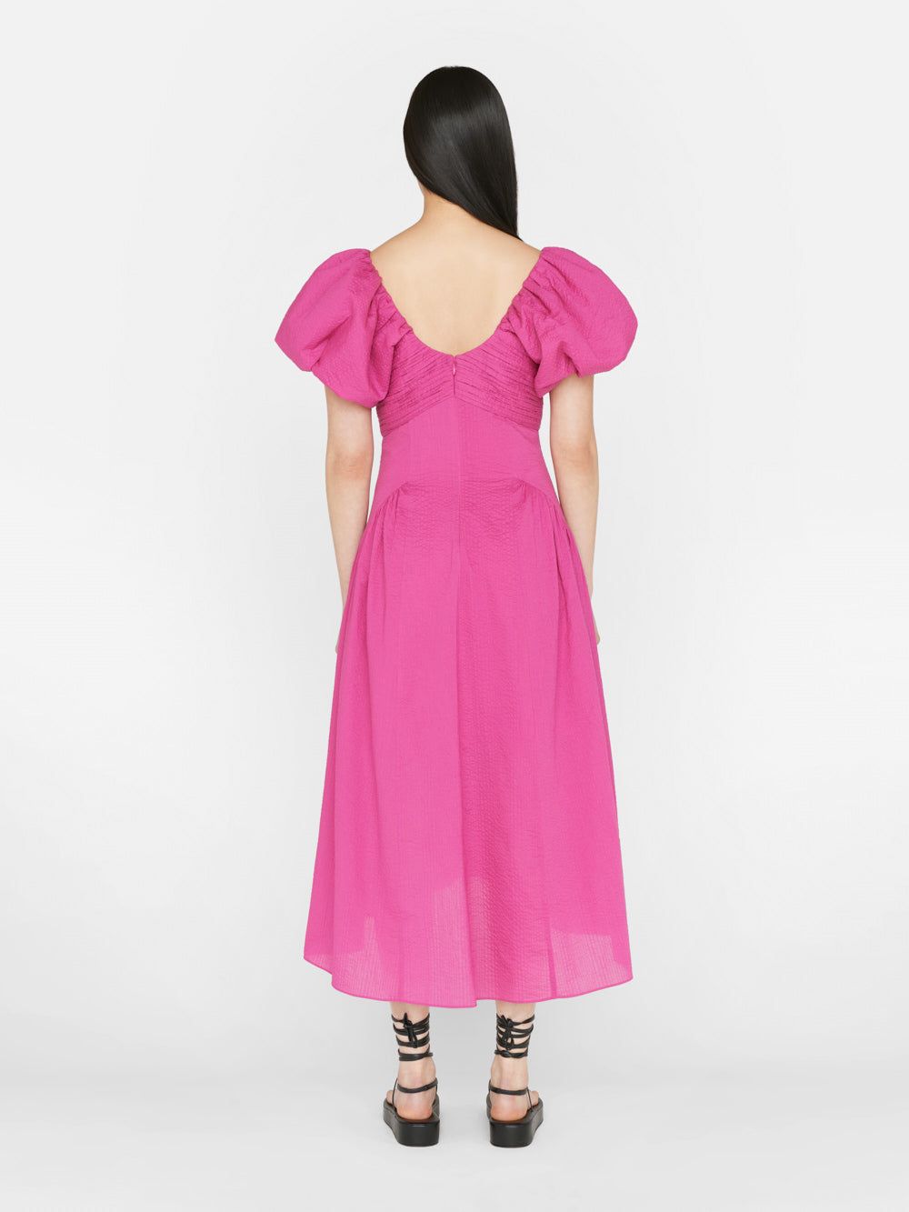 Puff Sleeve Dress -- Fuchsia sold by Frame Denim product image thumbnail 7