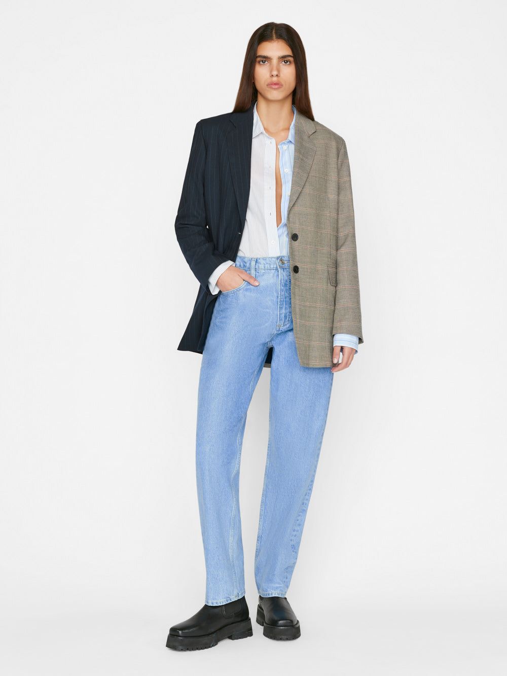Le Mix Oversized Blazer -- Navy Multi sold by Frame Denim product image thumbnail 2