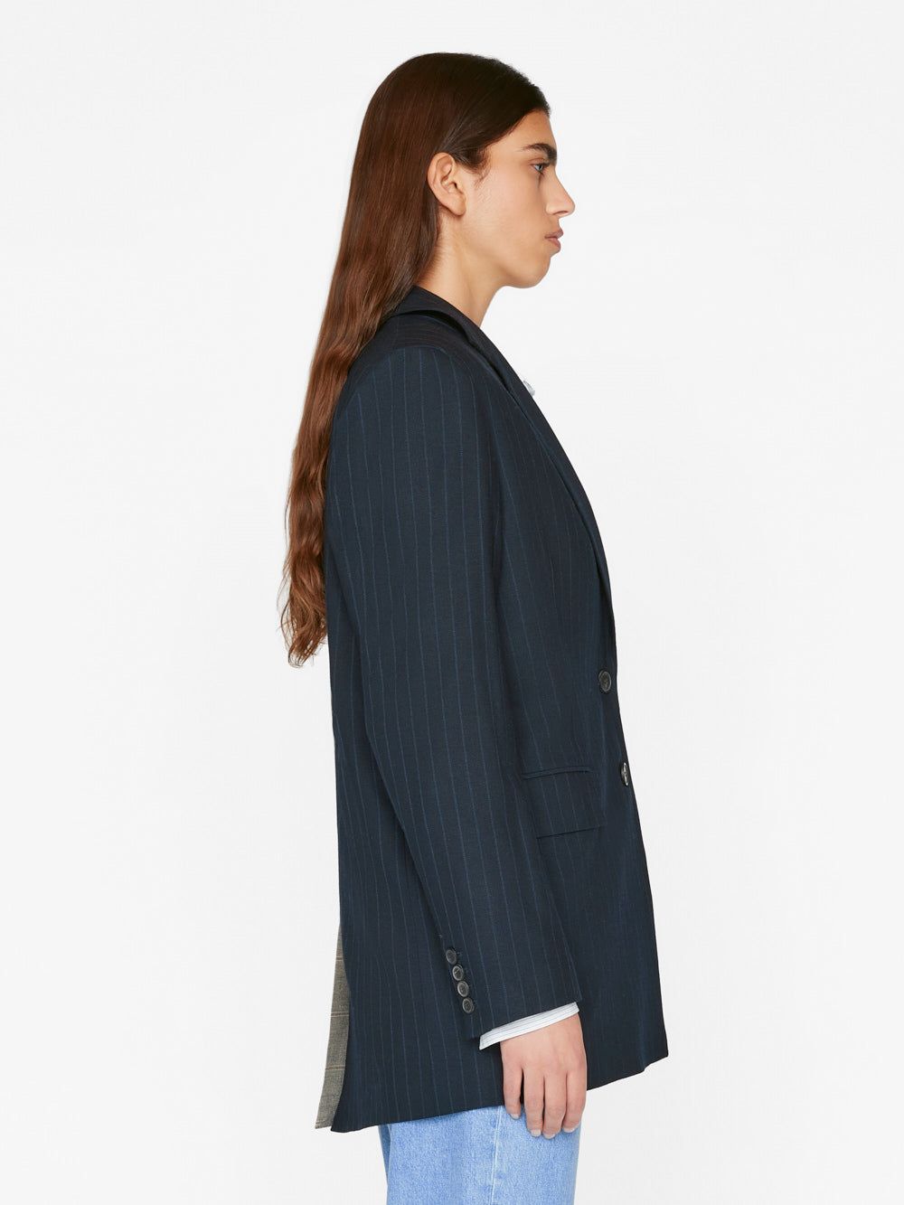 Le Mix Oversized Blazer -- Navy Multi sold by Frame Denim product image thumbnail 6