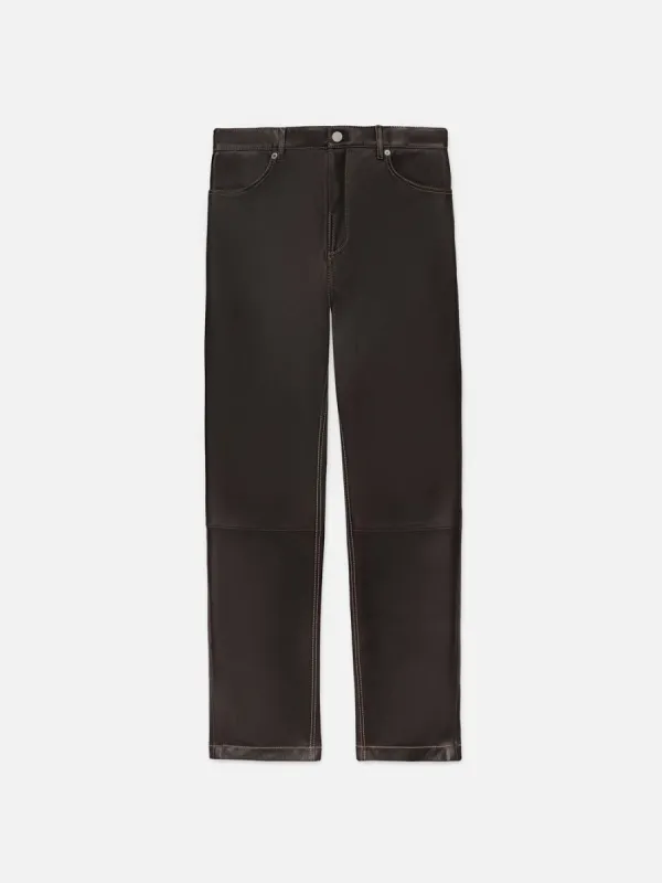 Leather Straight Leg Trousers  -- Marron sold by Frame Denim