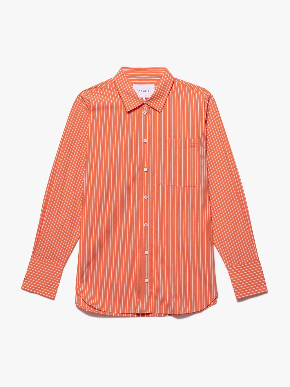 The Oversized Shirt -- Bright Tangerine Multi sold by Frame Denim