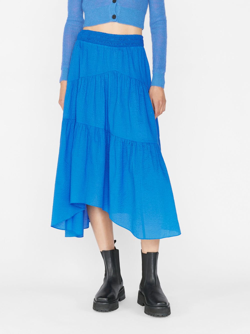 Gathered Seam Skirt -- Cornflower Blue sold by Frame Denim