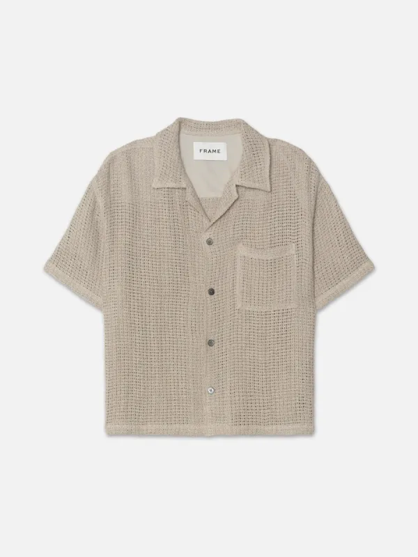 Open Weave Short Sleeve Shirt -- Smoke Beige sold by Frame Denim