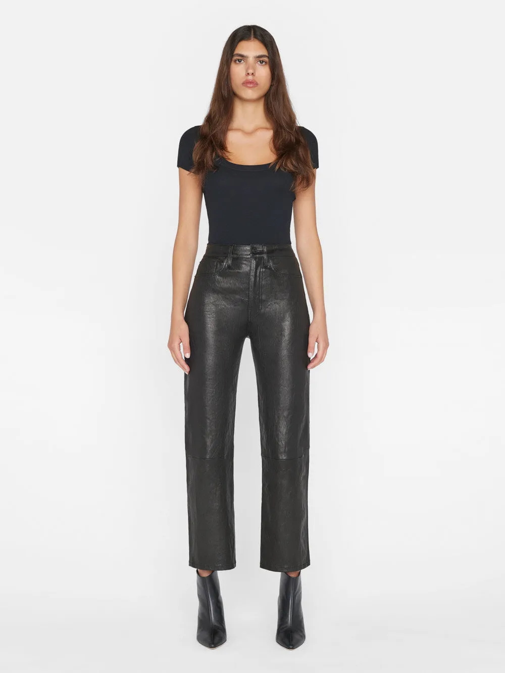 Le Jane Crop Leather -- Noir sold by Frame Denim product image thumbnail 3