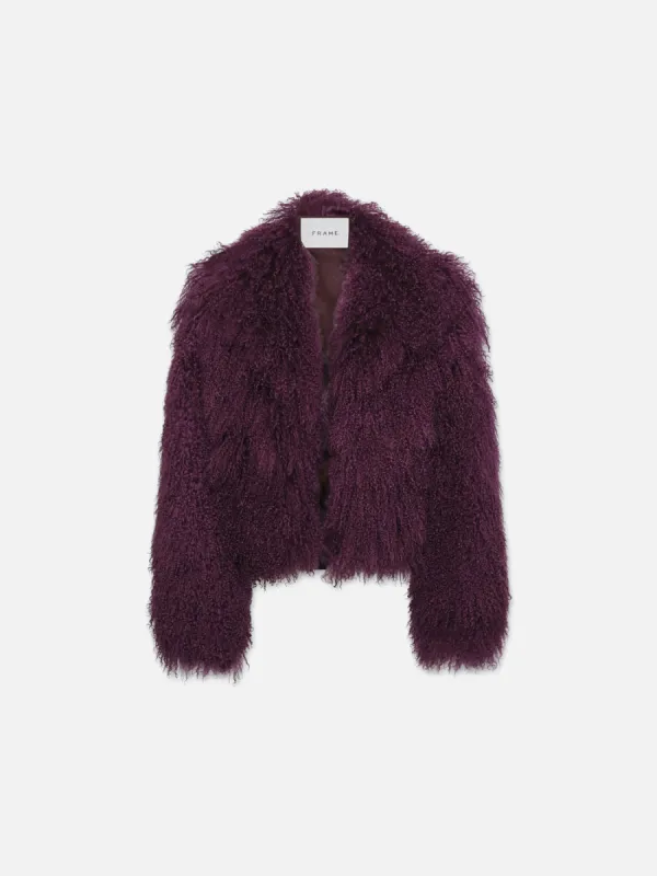 Shaggy Shearling Coat -- Plum sold by Frame Denim