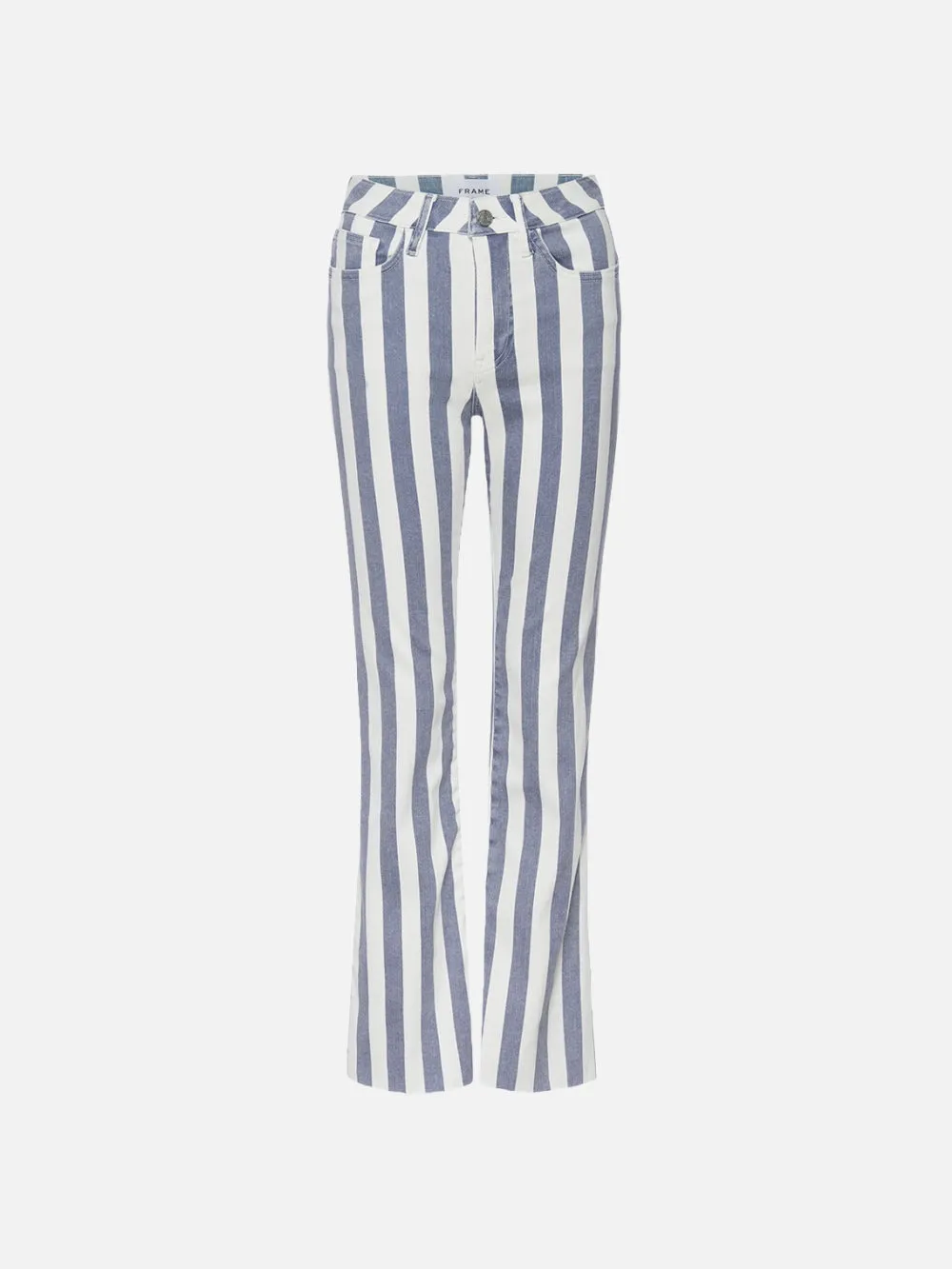 Le Crop Mini Boot -- Clear Blue Stripe sold by Frame Denim