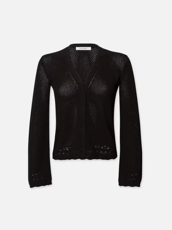 Pointelle Cardi -- Black sold by Frame Denim