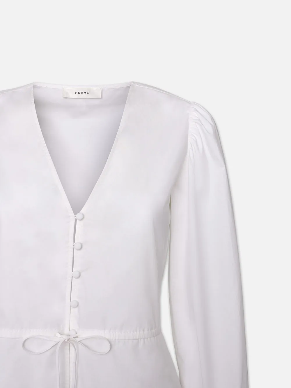 Cinched V-Neck Blouse -- White sold by Frame Denim product image thumbnail 3