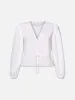 Cinched V-Neck Blouse -- White sold by Frame Denim