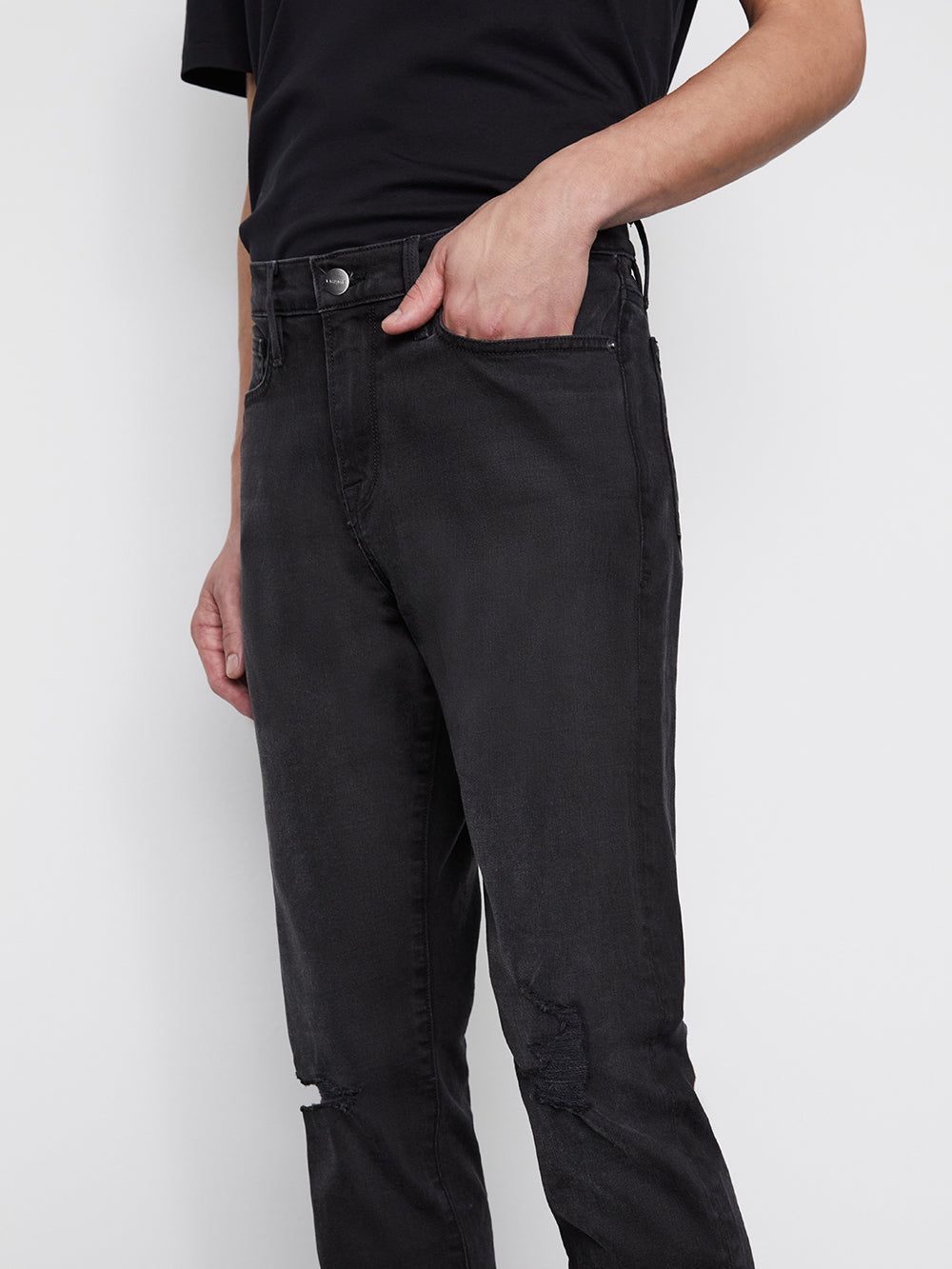 Jagger True Skinny -- Fade To Grey Rips sold by Frame Denim product image thumbnail 5