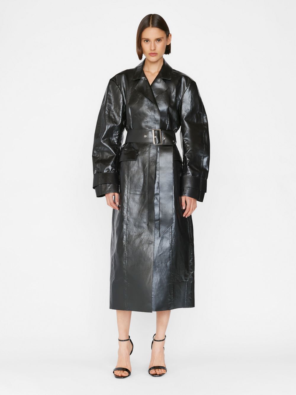 Oil Coated Overcoat -- Noir sold by Frame Denim