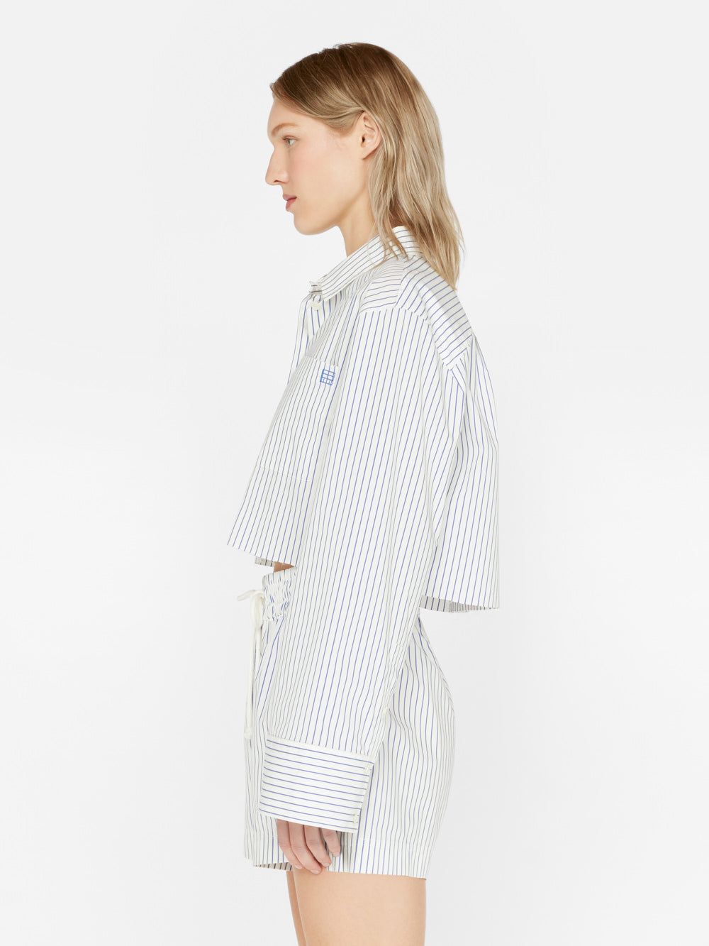 Cropped Wide Sleeve Shirt -- Cobalt Multi sold by Frame Denim product image thumbnail 6