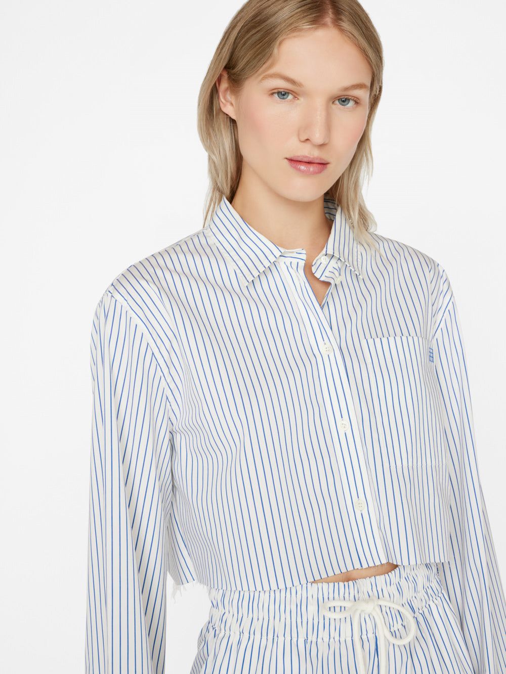 Cropped Wide Sleeve Shirt -- Cobalt Multi sold by Frame Denim product image thumbnail 5