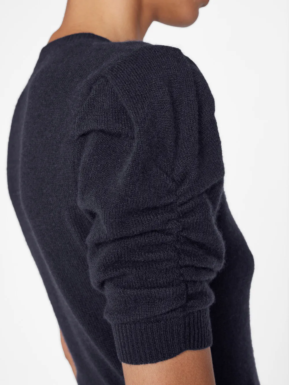 Ruched Sleeve Cashmere Sweater -- Navy sold by Frame Denim product image thumbnail 4