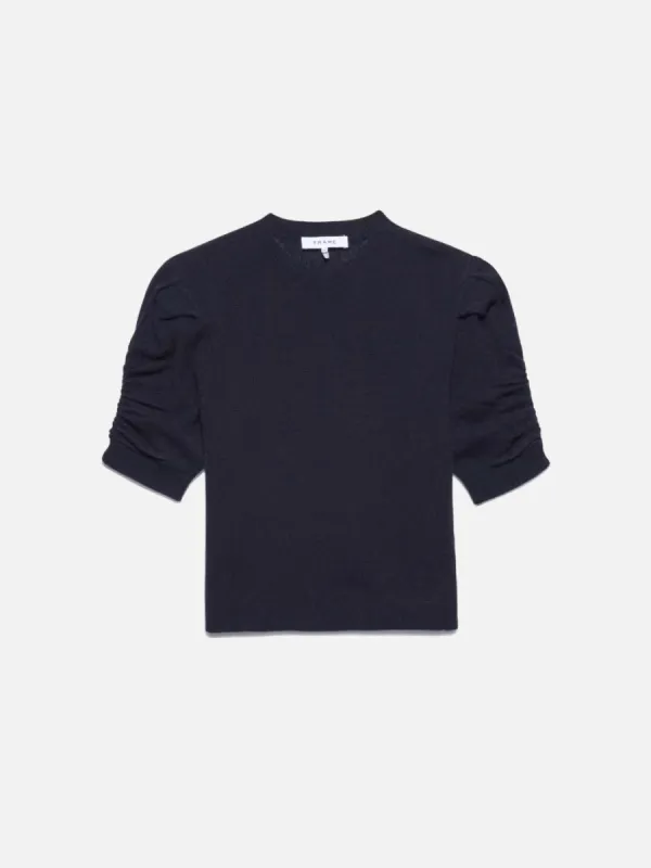 Ruched Sleeve Cashmere Sweater -- Navy sold by Frame Denim