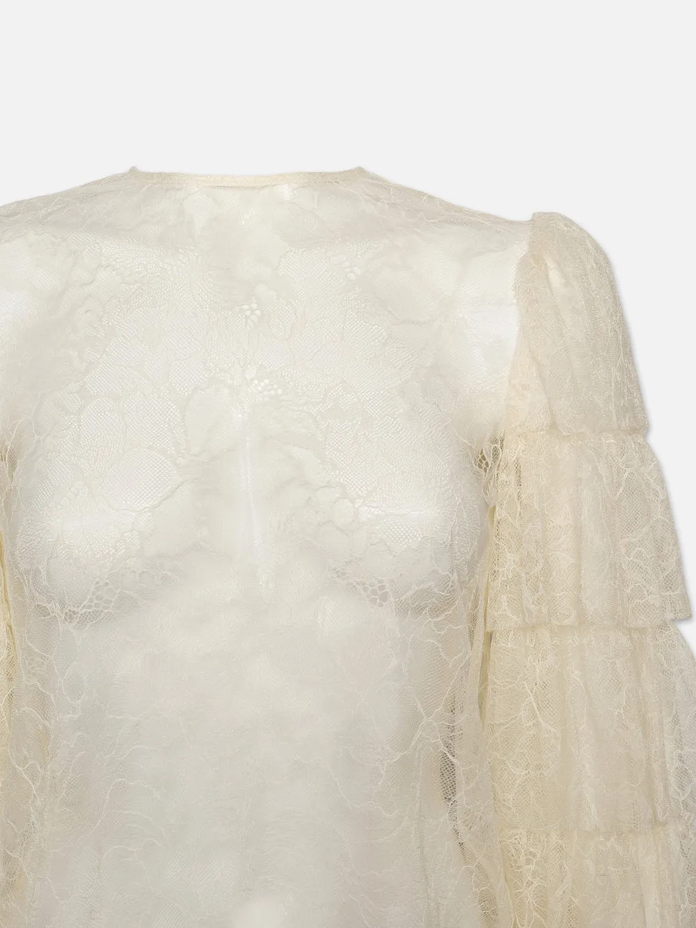 Layered Ruffle Sleeve Blouse -- Cream sold by Frame Denim product image thumbnail 4