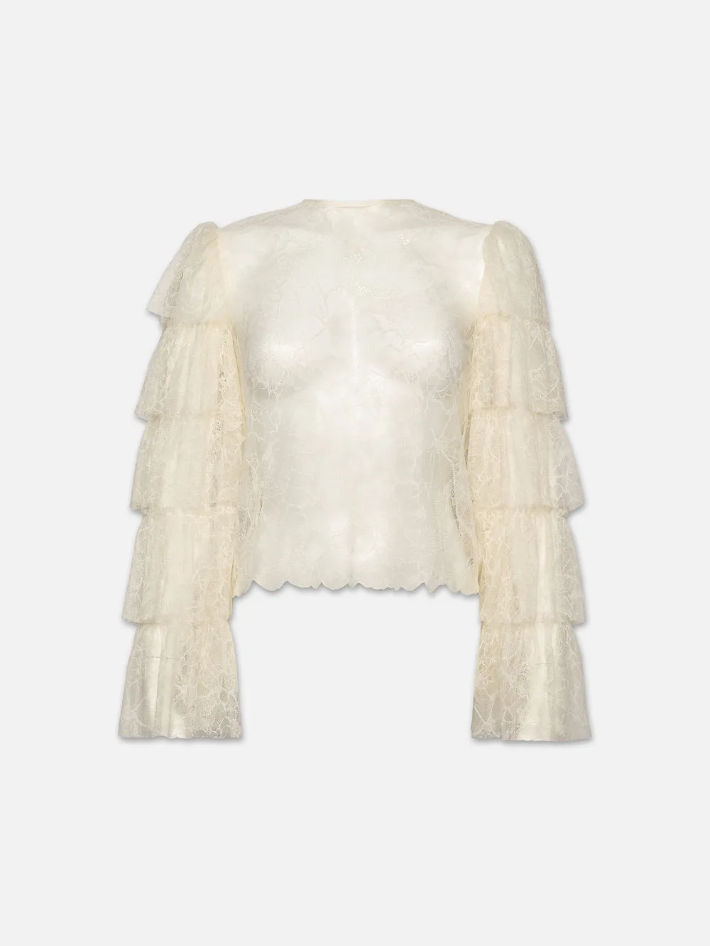 Layered Ruffle Sleeve Blouse -- Cream sold by Frame Denim