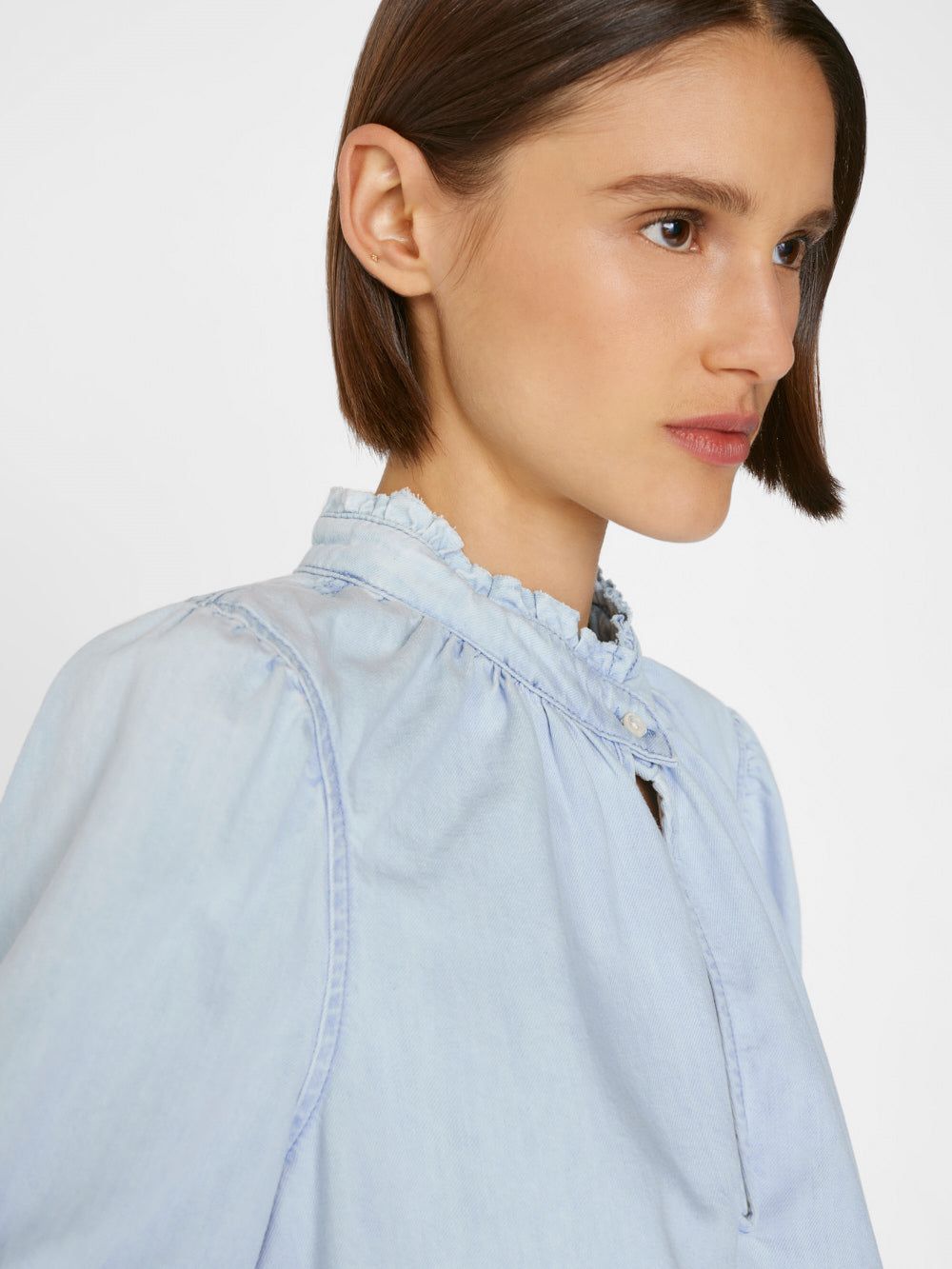 Deep V Ruffle Collar Top -- Thrill sold by Frame Denim product image thumbnail 3