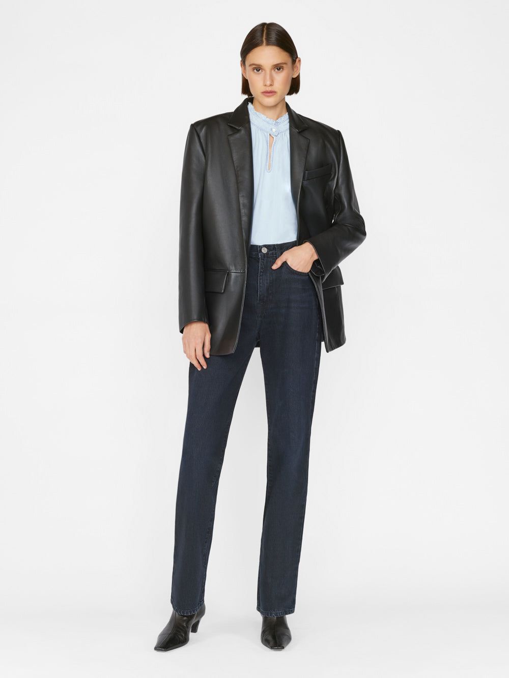 Deep V Ruffle Collar Top -- Thrill sold by Frame Denim product image thumbnail 2