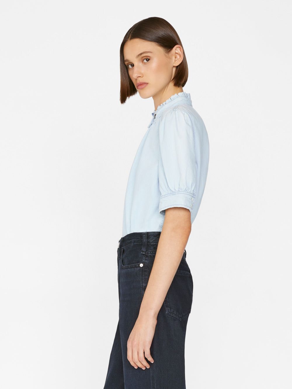 Deep V Ruffle Collar Top -- Thrill sold by Frame Denim product image thumbnail 6