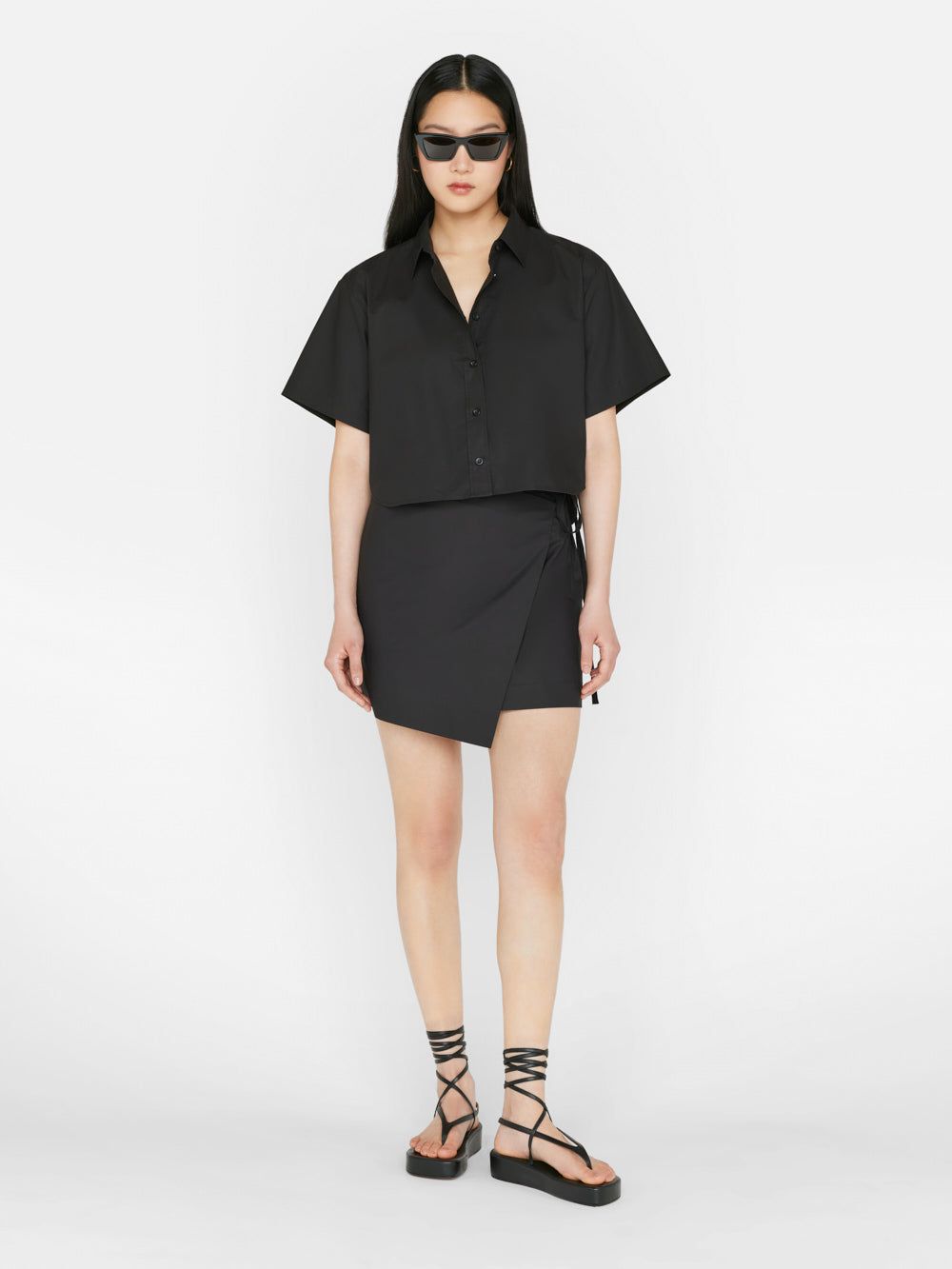Cropped Short Sleeve Shirt -- Noir sold by Frame Denim product image thumbnail 2