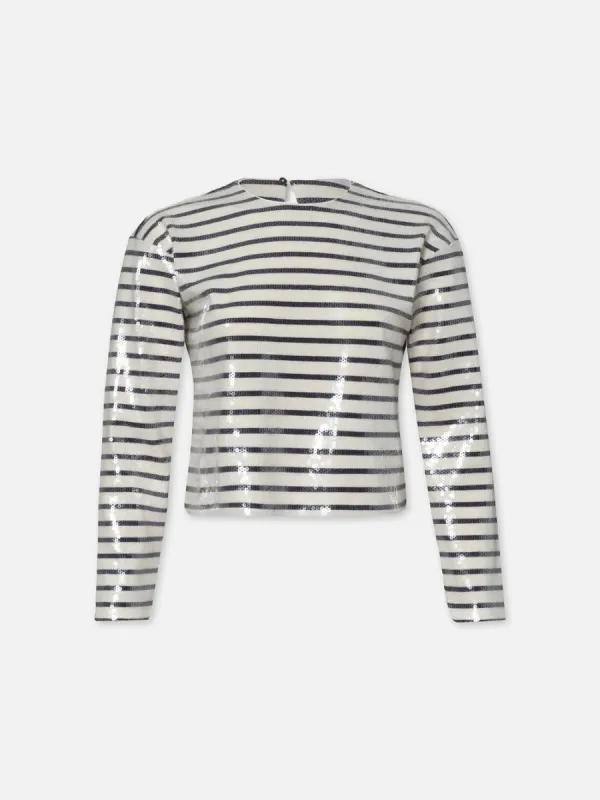 Striped Sequin Top -- Navy Multi made by Frame Denim