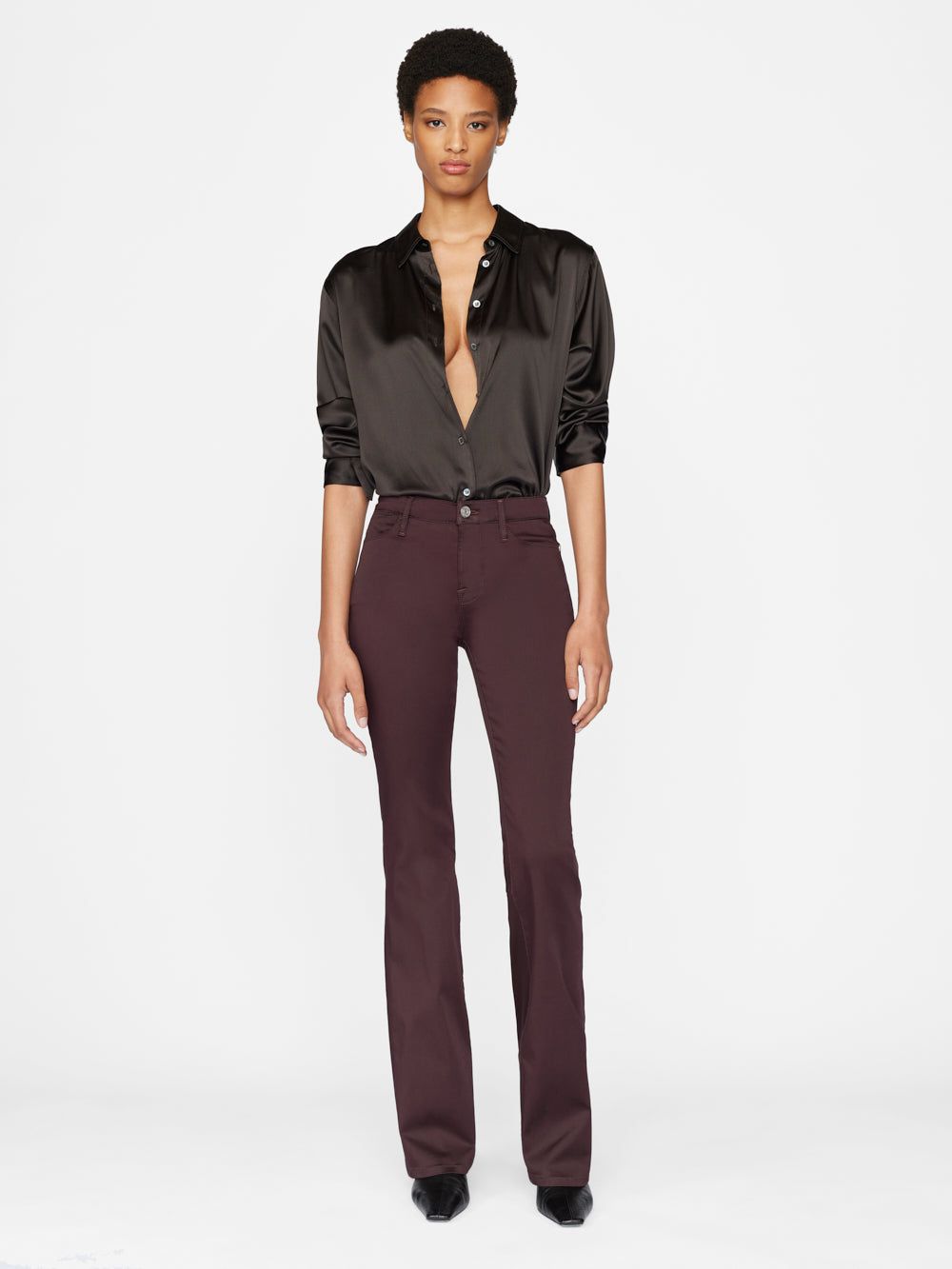 Le High Flare Sateen -- Burgundy sold by Frame Denim product image thumbnail 2