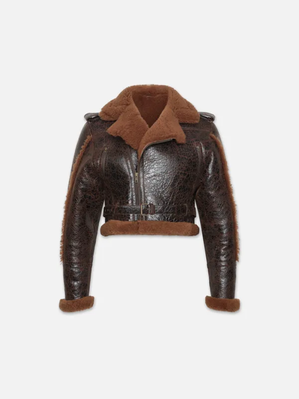 Shearling Strong Shoulder Moto -- Rust made by Frame Denim