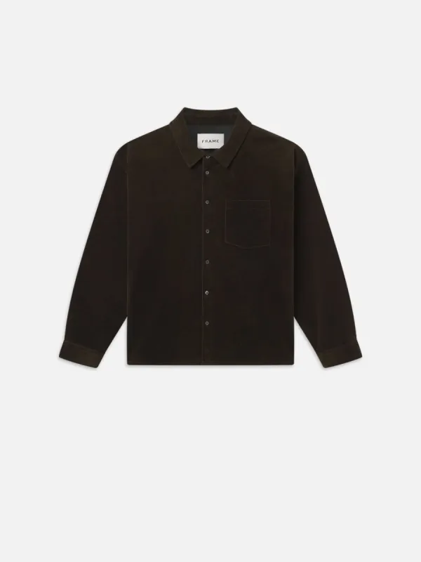 Relaxed Corduroy Overshirt -- Dark Olive sold by Frame Denim