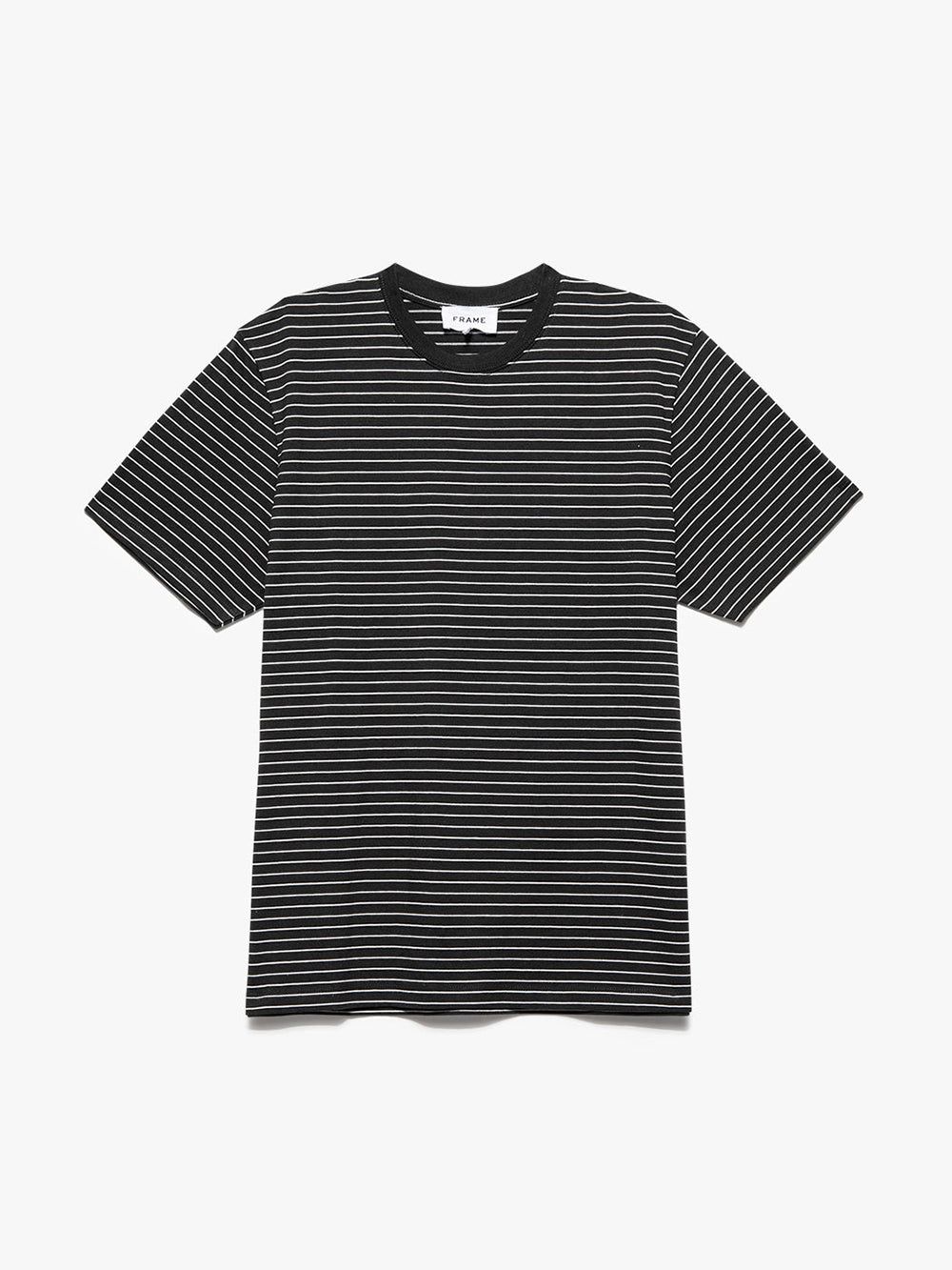 FRAME Logo Skinny Stripe Tee -- Noir/ Off White sold by Frame Denim