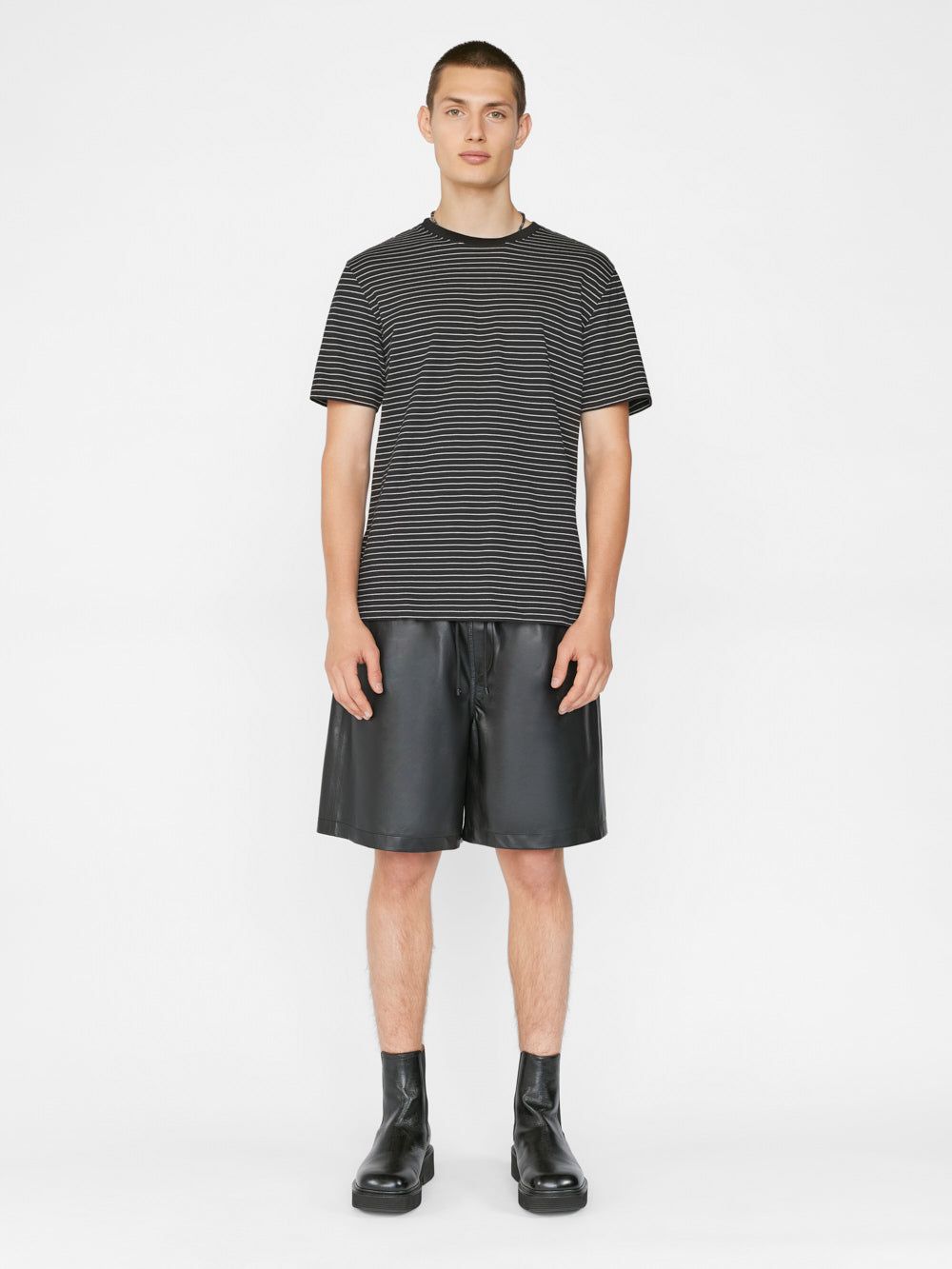 FRAME Logo Skinny Stripe Tee -- Noir/ Off White sold by Frame Denim product image thumbnail 2