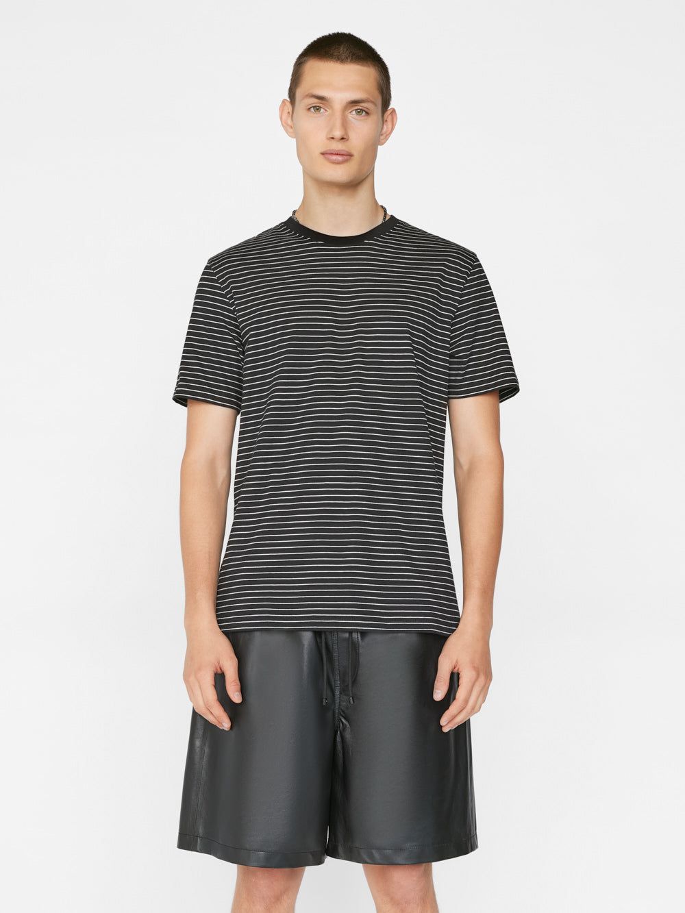 FRAME Logo Skinny Stripe Tee -- Noir/ Off White sold by Frame Denim product image thumbnail 3