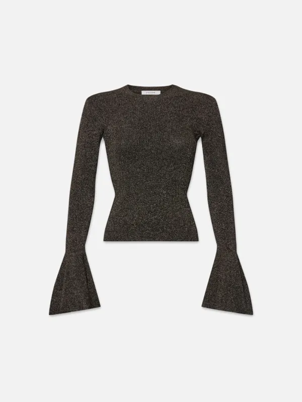 Godet Lurex Top -- Black sold by Frame Denim