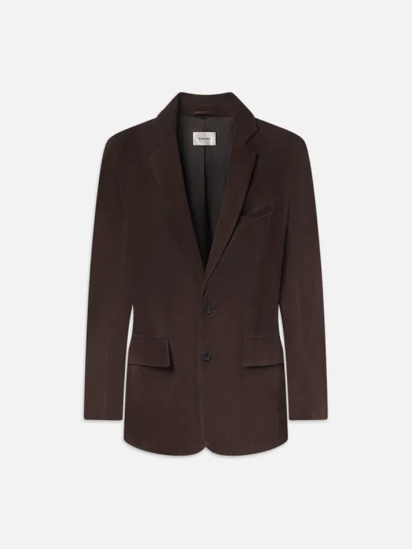 Grandfather Suede Blazer -- Chocolate Brown sold by Frame Denim