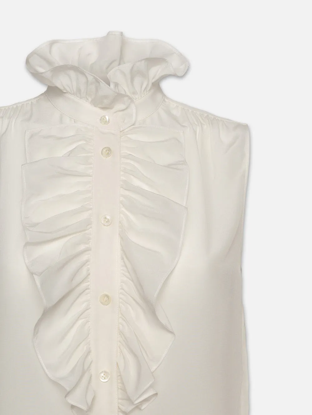Sleeveless Ruffle Front Blouse -- Cream sold by Frame Denim product image thumbnail 3