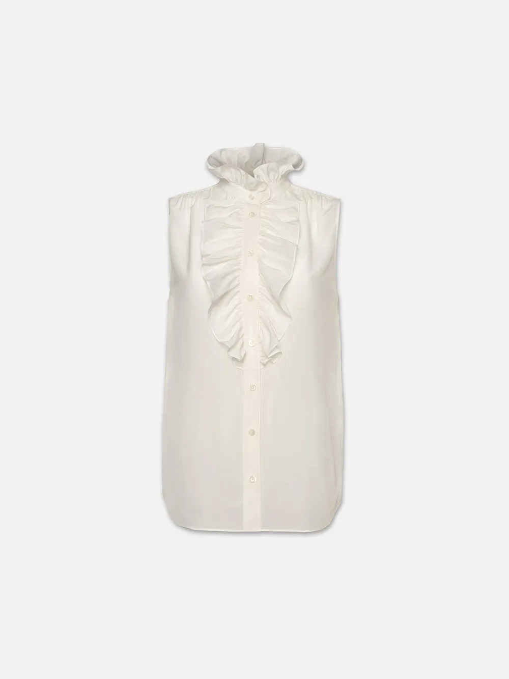 Sleeveless Ruffle Front Blouse -- Cream sold by Frame Denim