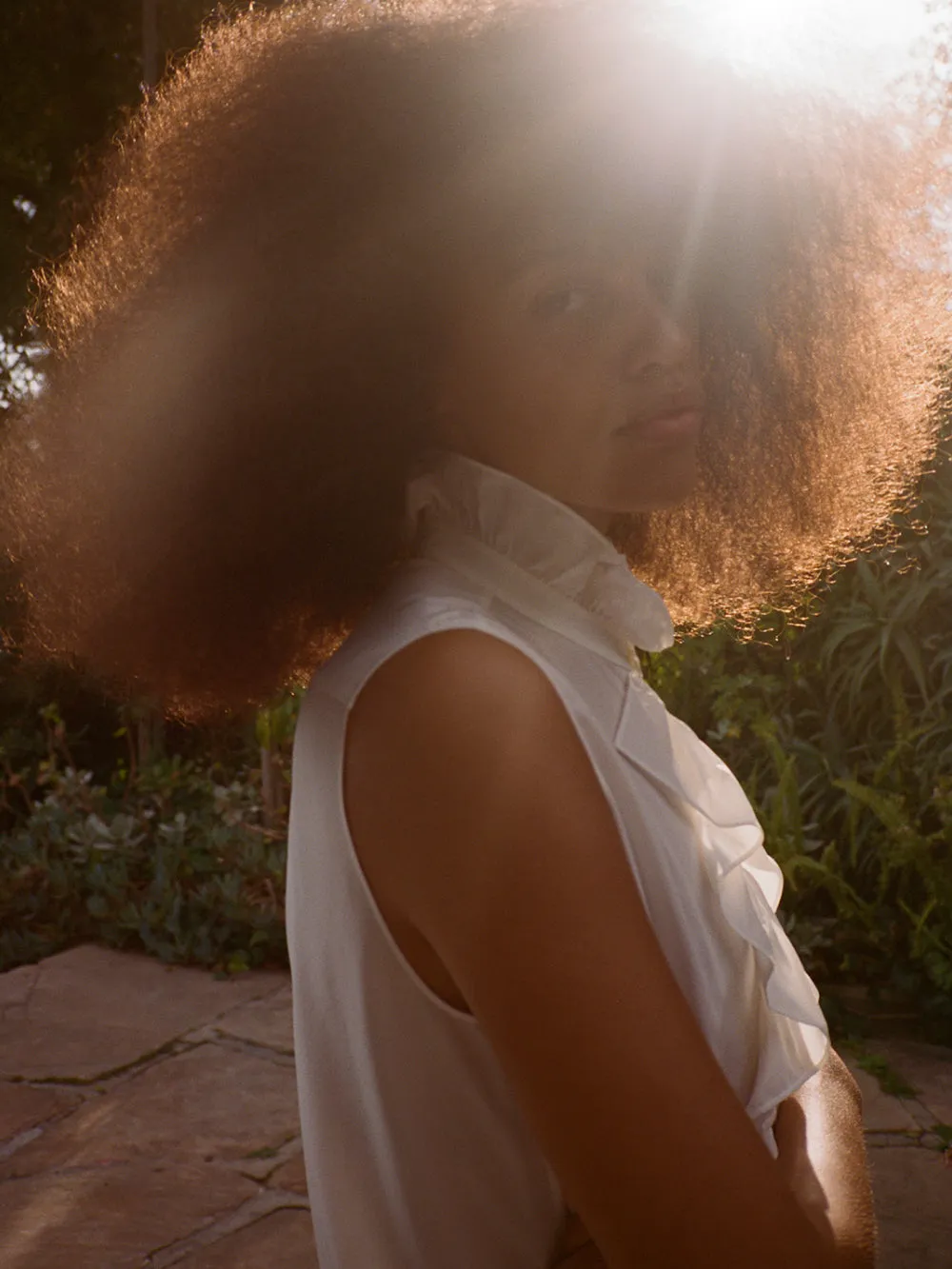 Sleeveless Ruffle Front Blouse -- Cream sold by Frame Denim product image thumbnail 2