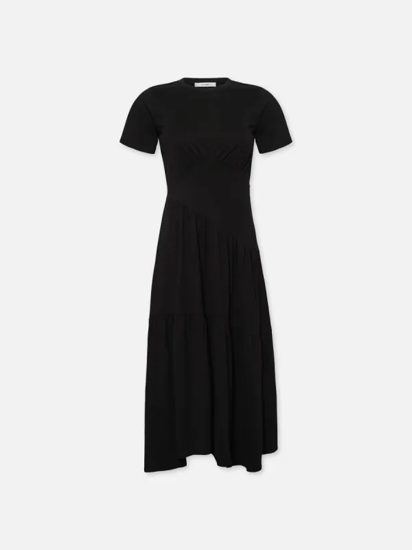 Gathered Seam Short Sleeve Dress -- Black sold by Frame Denim