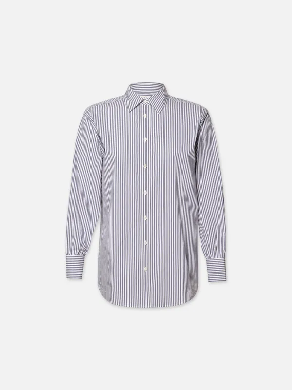 The Borrowed Shirt -- Dark Chambray Multi sold by Frame Denim