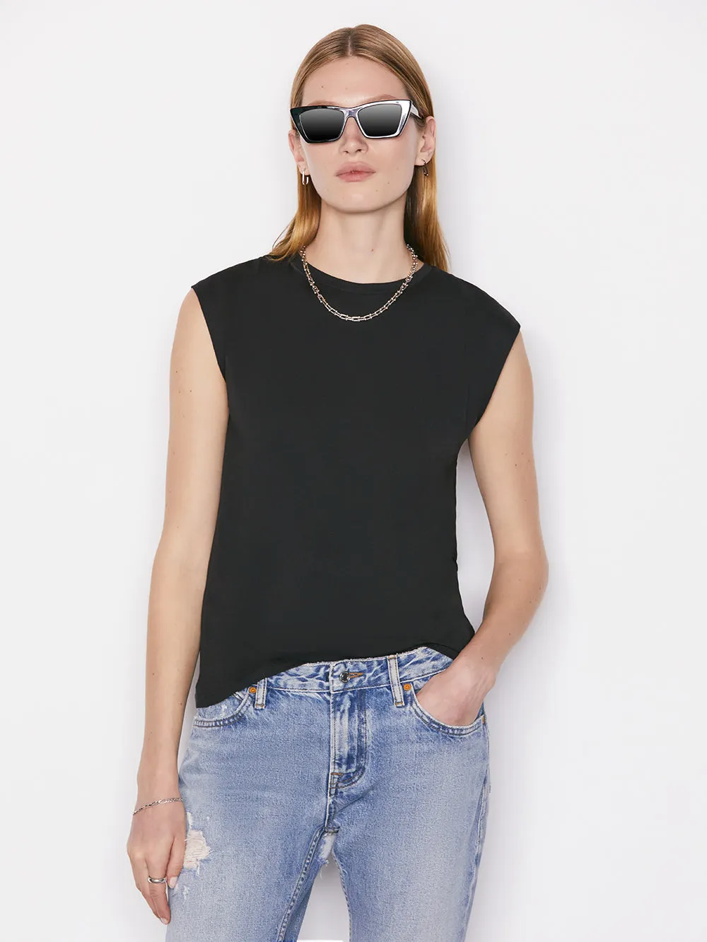 Le Mid Rise Muscle Tee -- Noir sold by Frame Denim product image thumbnail 4