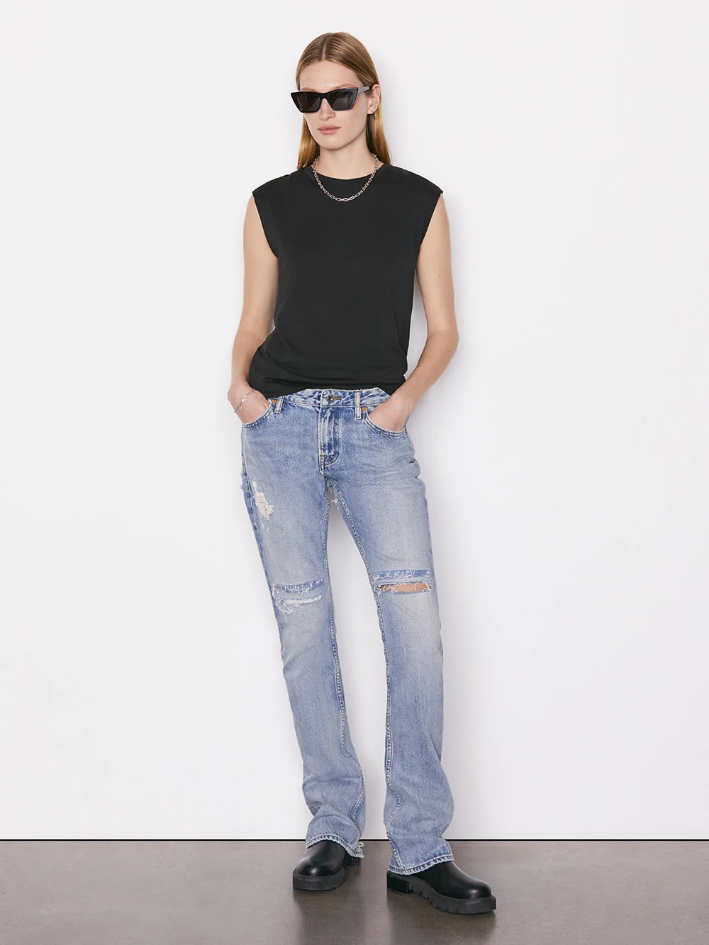 Le Mid Rise Muscle Tee -- Noir sold by Frame Denim product image thumbnail 5