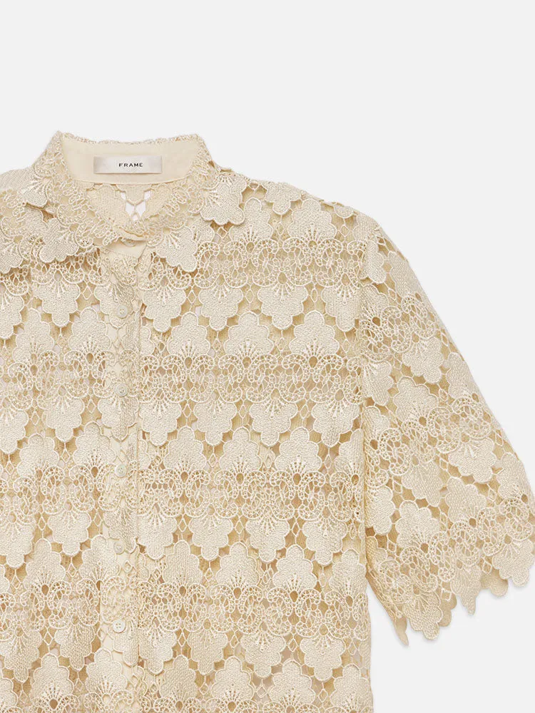 Lace Button Up Shirt -- Ecru sold by Frame Denim product image thumbnail 3